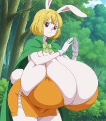 1girls absurdres ai_generate ai_generated animal_nose anthro anthro_female anthro_only areola arm_support ass bangs bare_shoulders belly big_ass big_breasts bimbo blonde_hair blonde_hair_female blush bottom_heavy breast_expansion breast_suppress breasts breasts_bigger_than_head brown_eyes brown_eyes_female bulge cape carrot carrot_(one_piece) collarbone covered_nipples covering_breasts cowboy_shot curvaceous curvy deviantart elmenois expansion fake_breasts feet_out_of_frame female female_anthro female_focus female_only forest forest_background full_body fully_clothed fully_clothed_female furry furry_female furry_only gigantic_breasts green_cape gyaru hand_on_cheek hand_on_face hand_on_own_cheek hand_on_own_face hand_up head_rest hentai hi_res high_resolution highres hips hourglass_figure huge_ass huge_breasts huge_butt huge_thighs hyper_breasts inflation knee_up large_breasts looking_at_viewer nipples no_bra on_grass on_ground one_piece open_clothes open_mouth open_mouth_smile open_smile oppai outdoors progression rabbit rabbit_ears rabbit_girl rabbit_nose self_upload short_dress smile solo solo_anthro solo_female solo_focus stable_diffusion standing standing_female thick thick_ass thick_butt thick_hips thick_legs thick_thighs thighs transformation uncensored undersized_clothes upper_body voluptuous voluptuous_female watermark white_gloves