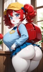 1female 1girls ai_generated ass backpack big_ass big_breasts blue_eyes blush breasts breasts_bigger_than_head curly_hair female female_focus female_only freckles freckles_on_face hat kindergarten_uniform lips lipstick looking_at_viewer miniskirt panties pixai poppy_(poppy_playtime) poppy_playtime red_hair red_lips red_lipstick short_stack shortstack sideboob skirt solo solo_female solo_focus tagme thick_thighs thighs twintails twintails uniform urikoito white_body white_skin