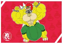 1boy absurd_res alternate_universe anthro balls belt belt_collar big_balls big_bulge big_muscles big_penis black_jewelry black_necklace bottomwear bowser_jr. bowser_jr._logo bulge claws clothed clothing collar evil_face evil_look eyebrows flat_colors full_body furry furry_male furry_only genitals gold_(metal) gold_jewelry green_bottomwear green_clothing green_head green_shell green_shorts hair hi_res horn huge_balls huge_bulge huge_cock hyper hyper_balls hyper_bulge hyper_genitalia hyper_penis jdbo-arts jewelry koopa koopa_shell logo logo_on_clothing looking_at_viewer male male_only mario_(series) multicolored_body muscle_tone muscles muscular muscular_anthro muscular_male necklace nintendo partially_clothed pattern_background penis red_eyebrows red_eyes red_hair reptile scalie sharp_teeth shell short_stack shorts simple_background solo spiked_collar spikes tail_hair teeth turtle_shell two_tone_body white_claws white_sclera yellow_body