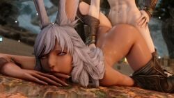 1futa 1girls 3d absurd_res biting_finger boots_only bunny_ears bunny_girl eyes_rolling_back face_down_ass_up final_fantasy final_fantasy_xiv functionally_nude futa_on_female futanari looking_pleasured lyna_(final_fantasy_xiv) outdoors sex_from_behind toned_female toned_futa vaginal_penetration valtin_surecast viera white_hair