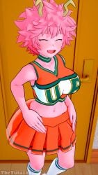 3d big_breasts boku_no_hero_academia embarrassed female female_only horns koikatsu mina_ashido my_hero_academia pink_body pink_hair school_uniform theyuta123 uniform