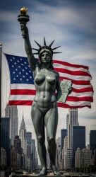 ai ai_art ai_assisted ai_generated america american_flag armpit belly_button crown feet female female_focus female_only flag french green green_skin lady_liberty nude nude_female nudity patriotic pussy rule34 rule_34 statue statue_of_liberty symbol symbolism tablet torch usa