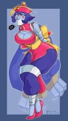 blue_hair blue_skin bondage breasts chinese_clothes cute darkstalkers female hsien_ko i-want-my-mummy jiangshi lei_lei muffled tape_bondage tape_gag