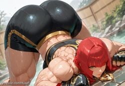 ai_generated alternate_version_at_source ass_up boxing_gloves bra hips hypet marisa_rossetti medium_breasts muscles muscular muscular_arms muscular_body muscular_female muscular_legs muscular_thighs onsen red_hair shiny shiny_skin short_hair shorts street_fighter street_fighter_6 strong strong_female strong_woman tagme tall tall_female thick thick_ass thick_legs thick_thighs thighs wet wet_body wide_hips wide_shoulders wide_thighs