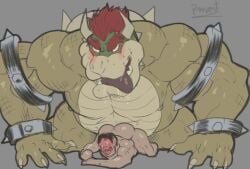 ahe_gao anal anal_sex anthro barazoku big_dom_small_sub blush bodily_fluids bowser bracelet claws dominant dominant_anthro dominant_human dominant_male duo hi_res human jewelry koopa looking_pleasured male male/male male_on_bottom male_on_top male_penetrated male_penetrating male_penetrating_male mammal mario_bros mature_human mature_male muscular muscular_anthro muscular_male nintendo nipples on_bottom on_top orgasm orgasm_face pecs penetration pinumontbalou reptile saliva scales scalie sex size_difference submissive submissive_anthro submissive_male sweat tongue tongue_out
