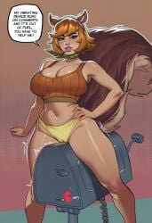 1girls ai ai_generated bare_legs barefoot begging female fuel_gauge marvel marvel_rivals phophopho phophopho(artist) squirrel_girl_(marvel) squirrel_girl_(marvel_rivals) sybian sybian_riding tagme talking_to_viewer yellow_panties