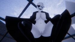 3d deltarune fem_gaster from_below gaster glasses legs_spread pussy silver2299 stockings undertale undertale_(series) vrchat white_skin
