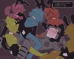 addison_(deltarune) anal_sex blue_addison blush breasts bunny_boy bunny_costume bunny_ears bunny_girl bunnysuit deltarune female gangbang group_sex milkytea33 multiple_boys multiple_girls orange_addison orgy pink_addison_(deltarune) tenna_(deltarune) tv_head yellow_addison