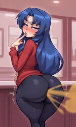 ai_generated ami ami_kawashima ass_focus bending_over big_ass fart fart_cloud fart_everywhere fart_fetish farting farting_in_face female gassy gassy_female in_bed in_bedroom kawashima kawashima_ami toradora!