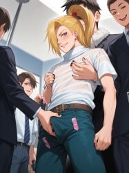 ai_generated blonde_hair deidara femboy fishnets front_view girly goth huge_ass human human_male kuk light-skinned_femboy light-skinned_male light_skin long_hair looking_at_viewer male male_focus male_only male_prostitute naruto naruto_(series) naruto_shippuden nipples piercings ponytail presenting prostitution showing_off small_waist smile thick_thighs thighs white_body whore yaoi