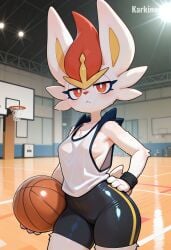 1female 1girl 1girls 2025 2025s ai ai-created ai_art ai_assisted ai_generated anthro anthro_female anthrofied artist_name ball_(object) basketball basketball_(ball) black_short_shorts black_shorts breasts bunny bunny_ears bunny_girl bunny_humanoid bunny_tail bunnygirl cinderace clothed clothing creatures_(company) crop_top english english_text female female_anthro female_focus female_only fur furry furry_female game_freak gen_8_pokemon generation_8_pokemon gym_bottomwear gym_clothes gym_shirt hand_on_hip high_quality high_resolution highres holding holding_ball holding_basketball holding_object illustrious_(stable_diffusion) karkinosai lagomorph leporid mammal medium_breasts nintendo pokémon_(species) pokemon pokemon_(anime) pokemon_(creature) pokemon_(franchise) pokemon_(game) pokemon_(species) pokemon_sv pokemorph pony_diffusion_(model) pony_diffusion_xl rabbit rabbit_ears rabbit_girl rabbit_humanoid rabbit_tail red_eyes serious_face serious_look shirt short_shorts shorts solo solo_female solo_focus stable_diffusion standing sweat sweatdrop sweatdrops sweating tail tank_top text thick_thighs thighs tight_clothing tight_shorts video_games white_body white_ears white_fur white_shirt white_tail wide_hips yellow_inner_ear