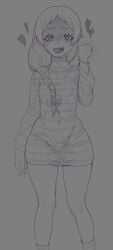 1girls blowjob_gesture bottom_heavy breasts cheek_bulge colorless female female_only hips hips_wider_than_shoulders imminent_fellatio imminent_oral looking_at_viewer meili_portroute re:zero_kara_hajimeru_isekai_seikatsu seductive seductive_eyes seductive_look shortstack sketch small_breasts suggestive_gesture suggestive_look tongue wide_hips