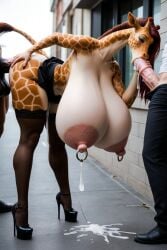 ai_generated animal_genitalia anthro anthro_on_anthro blowjob breasts equine_penis fellatio female furry furrypornaddiction giraffe high_heels hooker horsecock huge_breasts human human_on_anthro leggings male nipple_piercing penis penis_in_mouth prostitute prostitution realism realistic sagging_breasts sex skinny skinny_female skirt spitroast