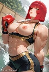 ai_generated alternate_version_at_source arched_back boxing_gloves bra breasts female hips hypet marisa_rossetti medium_breasts muscles muscular muscular_arms muscular_body muscular_female muscular_legs muscular_thighs nipples onsen red_hair shiny shiny_skin short_hair shorts street_fighter street_fighter_6 strong strong_female strong_woman tagme tall tall_female thick thick_ass thick_legs thick_thighs thighs wet wet_body wide_hips wide_shoulders wide_thighs