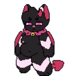 ambiguous_gender animated anthro bat bell bell_collar belly casual_nudity collar demon digital_media_(artwork) horn lychi_(tuvandalist) mammal navel nipples nonbinary_(lore) nude overweight pixel_(artwork) pixel_animation pixel_art short_stack solo spade_tail tail tuvandalist walking wings