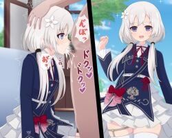 1boy :d arm_at_side assault_lily belt belt_buckle blue_eyes blue_jacket blue_sky blush bow buckle buttons censored clothed_female_nude_male clothed_sex cloud collared_shirt commentary_request couch cowboy_shot crying crying_with_eyes_open cum cum_in_mouth cum_on_body cum_on_penis cum_overflow day erection falling_petals fellatio female flower frilled_skirt frilled_sleeves frills from_side grey_hair hair_flower hair_ornament hand_up hands_on_another's_head haniwa_(kiminozorazio) heart heavy_breathing high_belt highres indoors irrumatio jacket layered_skirt long_hair long_sleeves looking_at_another looking_at_viewer low_twintails male_pubic_hair miniskirt motion_lines multiple_views neck_ribbon nude official_alternate_costume on_couch open_mouth oral outdoors penis petals pink_flower profile pubic_hair raised_eyebrows red_bow red_ribbon ribbon saliva saliva_on_penis shiozaki_suzume shirt sitting skirt sky smile solo_focus sparkle speech_bubble speed_lines spoken_heart standing straight sweat tears teeth testicles thigh_strap thighhighs translation_request tree trembling twintails upper_teeth_only white_belt white_flower white_shirt white_skirt white_thighhighs wide_sleeves zettai_ryouiki