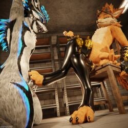1:1 3d_(artwork) absurd_res anal anal_sex animal_genitalia animal_penis anthro anthro_on_anthro anthro_penetrated arm_warmers armwear ball_gag balls basement biped black_body black_fur blender_(artwork) blender_cycles bodily_fluids bondage bondage bound brown_body brown_fur canid canine canine_genitalia canine_penis canis chained chained_cuffs chains chair chastity_cage chastity_device claws clothed clothing cum cum_drip cum_dripping_from_penis cum_on_penis depth_of_field digital_media_(artwork) dildo dildo_insertion dildo_sitting dominant dragonplayer dragonplayer_(character) dripping dungeon duo erection feet foot_fetish foot_focus foot_on_penis foot_play fox fur furniture gag genital_fluids genitals grey_body grey_fur hair hi_res hindpaw hybrid inside jex kneeling knot latex latex_arm_warmers latex_armwear latex_clothing latex_legwear latex_thigh_highs legwear male male/male male_penetrated mammal metal_chastity_cage multicolored_body nude on_chair open_mouth orgasm paws penetration penis reflection rexouium rolen sex sex_toy sex_toy_insertion sitting sitting_on_chair slim slim_anthro slim_male slim_sub smile submissive submissive_male tail thigh_highs white_body white_fur
