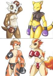 abra anthro boxing_gloves clothing cubone dcheese female generation_1_pokemon group growlithe handwear hi_res male nintendo panties pokemon pokemon_(species) ponyta speedo swimwear underwear