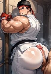 2boys ai_generated angry ass ass_focus bara big_ass big_ass_(male) big_butt bubble_butt buttjob buttjob_over_clothes dudebooty17 dumptruck_ass fat_ass forced_buttjob forced_yaoi gay gigantic_ass huge_ass male male/male male_only muscular muscular_male rape round_ass ryu_(street_fighter) street_fighter thick thick_ass thick_boy thick_thighs thighs tied tied_to_pole yaoi