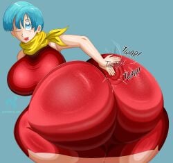 1girls ass ass_bigger_than_head ass_focus big_thighs blue_eyes blue_hair bulma_briefs bulma_briefs_(majin_buu_saga) butt_bigger_than_head butt_focus dragon_ball dragon_ball_z dumptruck_ass dumptruck_butt enormous_ass enormous_butt evedeve huge_ass huge_balls huge_thighs hyper hyper_ass hyper_butt inviting_to_sex milf red_dress self_spanking short_hair solo solo_female solo_focus spank spanked spanked_ass spanked_butt spanking tight_clothing tight_dress tight_fit tomboy tomboy_milf wanting_sex yellow_scarf