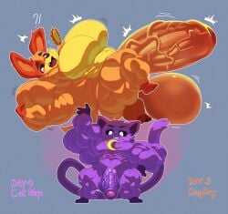 2024 3_toes abs anthro ass ball_size_difference balls biceps big_balls big_ears big_muscles big_pecs big_penis black_eyebrows black_nose black_sclera blue_background blush canid canine canis catnap_(poppy_playtime) character_name cheek_tuft claws confident convenient_censorship count crimsonrabbit critters_(poppy_playtime) darkened_inner_ear day_count deltoids digital_media_(artwork) dogday_(poppy_playtime) domestic_cat domestic_dog duo ear_tuft english_text exclamation_point eyebrows facial_markings facial_spots facial_tuft fangs featureless_chest feet felid feline felis fingers fist forearm_muscles foreskin front_view full-length_portrait fur genitals glans glistening glistening_balls glistening_genitalia glistening_glans glistening_penis gloves_(marking) grey_text_outline grin half-closed_eyes hand_on_hip head_markings head_tuft hi_res huge_balls huge_cock huge_muscles huge_pecs hyper hyper_balls hyper_genitalia hyper_muscles hyper_penis inner_ear_fluff jewelry latissimus_dorsi leg_markings lifting_another light lighting line_art long_tail looking_at_viewer looking_down looking_down_at_viewer lying male mammal markings mob_entertainment moon_necklace motion_lines multicolored_outline multicolored_penis muscular muscular_arms muscular_legs muscular_male narrowed_eyes necklace no_humans no_pupils nude number on_back one_fang one_tooth open_mouth orange_balls orange_blush orange_body orange_fur orange_inner_ear orange_penis orange_spots orange_text outline partially_retracted_foreskin pawpads pecs penis penis_size_difference pink_background poppy_playtime portrait purple_balls purple_body purple_fur purple_inner_ear purple_penis purple_text quads question_mark raised_inner_eyebrows red_tongue serratus shaded shaded_line_art shadow short short_male side_view simple_background small_feet small_hands small_nose smile smiling_critters smug smug_grin socks_(marking) spots spotted_markings sun_necklace surprised sweatdrop_(iconography) tagme tail tail_tuft teeth text thick_penis thick_thighs toes tongue tremble_spikes triceps tuft two_tone_penis vein veiny_balls veiny_penis white_eyes white_outline yellow_body yellow_outlines