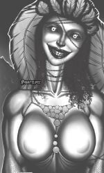 1female big_breasts black_and_white black_sclera breasts capcom creepy creepy_smile dangerous_beast dragon's_dogma dragon's_dogma_2 drooling feathered_wings feathers giant_breasts giantess greek_mythology head_tilt jewelery jewelry_between_breasts monster monster_girl muscular muscular_arms muscular_female mythological_sphinx mythology nightmare_fuel no_nipples rabbitslides scales scaroused smooth_chest smooth_skin solo solo_female sphinx sphinx_(dragon's_dogma) tits_out topless topless_female veiny veiny_arms veiny_muscles wings