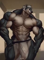 2023 5_fingers anthro badger big_bulge big_muscles big_penis black_body black_claws black_fur black_nose bulge claws clothed clothing countershading fingers flaccid fur genitals grey_eyes hair hi_res huge_bulge huge_cock huge_muscles jockstrap jockstrap_only looking_at_viewer male male_only mammal multicolored_body multicolored_fur muscular muscular_male mustelid musteline nipples oldshep penis pink_nipples pink_penis pubes simple_background smile solo solo_male standing thick_penis topless translucent translucent_clothing translucent_underwear two_tone_body two_tone_fur underwear underwear_only white_body white_fur white_hair white_pubes