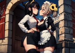 ai_generated female filia_(skullgirls) looking_at_viewer makimass_ai marie_korbel skullgirls video_games yuri