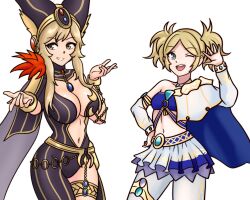 2girls alternate_costume blonde_hair blue_eyes breasts cia_(the_legend_of_zelda) cia_(the_legend_of_zelda)_(cosplay) cleavage cosplay female female_only fire_emblem fire_emblem_awakening fire_emblem_fates grey_eyes hayato_stuff hyrule_warriors hyrule_warriors_definitive_edition lana_(the_legend_of_zelda) lana_(the_legend_of_zelda)_(cosplay) large_breasts lissa_(fire_emblem) long_hair midriff multiple_girls navel nintendo ophelia_(fire_emblem) the_legend_of_zelda twintails wink