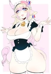 1girls absurd_res blonde_hair blue_eyes breast_squish cleavage cow_ears cow_girl cow_horns cow_humanoid dutch_flag female female_only horns humanoid legwear long_hair looking_at_viewer maid maid_headdress maid_uniform nadacheruulewd pink_hair saku_ushi solo tail tail_tuft thick_thighs thigh_squish two_tone_hair very_high_resolution voice_actor white_legwear wrist_cuffs