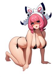 1girls ai_generated big_breasts bikini hairband klara_(pokemon) nintendo novelai pokemon pokemon_ss pokemon_ss_isle_of_armor