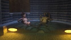 2girls 3d alexbridger bath bathing bathroom braided_hair brown_hair collar dark_room enslaved_royal harem harem_girl in_water indoor_pool jabba's_palace knee_up large_breasts leaning leaning_back light long_hair medium_breasts nude nude_female nudity oola pool princess_leia_organa return_of_the_jedi sitting slave slave_collar slave_leia slavegirl star_wars twi'lek