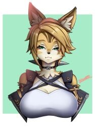 big_breasts breasts brown_fur cat_ears cat_girl catgirl cute fangs female furry furry_female huge_breasts mommy_kink pulchra_(zenless_zone_zero) zenless_zone_zero zero130 zero130_(zero130rider/zero13010)