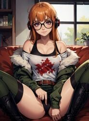 ai_generated female fur_jacket fur_trim looking_at_viewer makimass_ai persona_5 sakura_futaba solo video_games