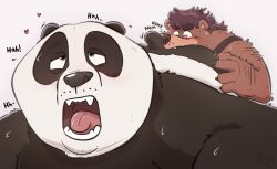 anal anthro ass bear bearafterall big_butt black_and_white_fur brown_body brown_fur dreamworks duo fur giant_panda green_eyes heart_eyes heart_symbol hi_res kung_fu_panda looking_pleasured male male/male male_only mammal master_po_ping oral overweight overweight_anthro overweight_male po rimming sex