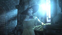 3d alcina_dimitrescu castle dress garry's_mod hat inden-ial pose resident_evil resident_evil_8:_village smug window_light