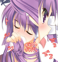 clannad fellatio female fujibayashi_kyou hairjob long_hair lowres oral penis purple_hair straight_hair