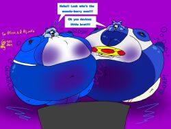 2girls bao_azalea big_breasts blueberry_inflation breasts character_request cleavage codythewolf female furry huge_breasts sunken_head sunken_limbs tagme thick_thighs wide_hips