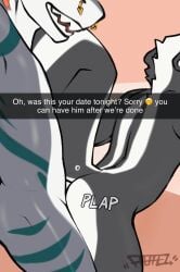 absurd_res anal anal_sex animated anthro ass black_body black_fur cuckold cuckold_pov digital_media_(artwork) duo english_text facial_piercing fish from_behind_position fur genitals glistening glistening_body grey_body hair hi_res humiliation koki_(skunkhotel) male male/male male_penetrating mammal marine mephitid nose_piercing nude onomatopoeia orange_hair penetration penile penile_penetration penis phone_view piercing requiem_shark revy_(skunkhotel) septum_piercing sex shark sharp_teeth simple_background skunk skunkhotel smile snapchat sound_effects standing standing_sex striped_skunk stripes tail teeth text tiger_shark white_body white_fur white_hair