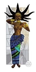 1girls african african_female breasts dark-skinned_female dark_nipples dark_skin female female_focus female_only gold_(metal) gold_jewelry karaba kirikou_and_the_sorceress lataupinette long_hair mature_female milf nipples spiky_hair topless topless_female