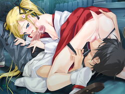 1boy 1boy1girl 1girls 69 blonde_hair blush breasts censored cowgirl_position cunnilingus feet fellatio female female_human footwear game_cg hair_ribbon hakama happoubi_jin holding_penis human japanese_clothes kanojo_x_kanojo_x_kanojo long_hair male male/female male_human miko mosaic_censoring nipples oral orifushi_mafuyu orishima_mafuyu panties panty_pull penis pussy ribbon sandals shiki_haruomi socks straight underwear vagina