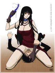 1boy 1girls bangs black_hair blunt_bangs boy_rape breasts censored choker cleavage clothed cowgirl_position cunnilingus dildo facesitting female female_on_top female_rapist forced forced_oral gloves hentai highres hime_cut large_breasts long_hair male male_rape_victim oral pubic_hair rape reverse_rape sitting sitting_on_person straddle straight sweat trembling watanuki_kimihiro xxxholic yuuko_ichihara