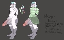 absurd_res antlers balls big_penis bottomwear clothed clothing crossdressing genitals harvey_hallows_(sheepypop) hi_res horn huge_cock hyper jackalope lagomorph long_ears loonfae male mammal penis skirt smug solo vein veiny_balls