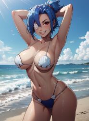 1girls 2024 2d 2d_(artwork) 2d_artwork adult adult_female ai_generated armpit armpits arms_behind_head arms_up ass_visible_through_thighs beach big_breasts bikini blush breasts clam day daytime eye_patch fair-skinned_female fair_skin female female_focus female_only fit fit_female human human_female human_only looking_at_viewer makimass_ai metahuman no_sex one_eye_covered one_eye_visible ponytail pose posing realistic_breast_size realistic_proportions red_eyes short_hair short_ponytail skindentation skullgirls solo solo_female solo_focus standing straight_hair sunlight superhuman thick_thighs thighs valentine_(skullgirls) video_game_character video_games villain villainess young_woman