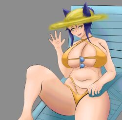 big_ass big_breasts big_butt big_hips big_thighs bikini bikini_bottom bikini_top cat_ears cat_tail catgirl hair_bun inaya(windlessair) milf windlessair_