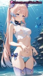 1girls 2025 ai ai_generated air_bubble anime anime_style bangs bare_arms bare_shoulders bikini bikini_bottom_only blue_bikini blue_bow blue_eyes blue_hair blue_nails blue_panties blunt_bangs blush bow bow-shaped_hair bow_bikini bow_panties breasts bubble bust busty cameltoe choker closed_mouth clothes_pull clothing colored_tips covered_nipples cowboy_shot crop_top day female female_focus female_only fish genshin_impact gradient_hair hair_ornament hentai hi_res high_quality high_resolution highres light_rays long_hair looking_at_viewer looking_down medium_breasts midriff mismatched_bikini multicolored_hair nail_polish natsuyoru navel nipples nipples_outside ocean outdoors panties patreon pink_hair ponytail pulled_by_self purple_eyes sangonomiya_kokomi see-through see-through_shirt shirt sidelocks sleeveless sleeveless_shirt solo solo_female stable_diffusion standing stomach sunbeam sunlight swimsuit thighhighs thighs twintails two-tone_hair uncensored_nipples underwater underwear very_long_hair vision_(genshin_impact) voluptuous voluptuous_female wading water wet wet_clothes wet_shirt white_shirt white_thighhighs