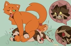 adult_and_cub age_difference anal anal_sex bramblestar_(warriors) cub deadingdog doggy_style feline_penis feral feral_on_feral firestar_(warriors) gay gay_sex implied_incest male/male tigerstar_(warriors) warriors_(cats)