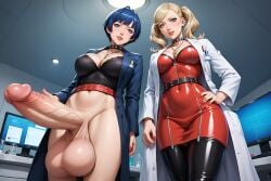 1female 1futa 1futa1girl 1futanari 1girls absurdly_large_cock ai_generated ann_takamaki balls ballsack belt big_balls big_breasts big_cock big_penis big_testicles black_latex blonde_hair blue_eyes bottomless breasts choker cleavage cock dark_blue_hair female fit fit_female fit_futanari from_below futanari hand_on_hip hi_res highres huge_balls huge_cock huge_testicles indoors labcoat labratory large_balls large_cock large_penis large_testicles latex latex_dress light-skinned_female light-skinned_futanari light_skin long_hair long_penis looking_at_viewer navel necklace parted_lips penis persona persona_5 red_latex sagging_balls short_hair standing tae_takemi testicles thick_penis twintails uncensored valox veins veiny_penis viewed_from_below