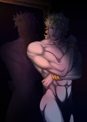 1boy bara blonde_hair dio_brando jojo's_bizarre_adventure male male_only milk56263186 muscular_male no_visible_genitalia nude_male stardust_crusaders vampire