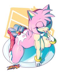 1girls amy_rose anthro ass biffalo breasts female finger_on_tongue green_eyes hedgehog looking_at_viewer mobian_(species) on_knees pink_fur pink_hair rodent sonic_(series) strawberry tongue tongue_out